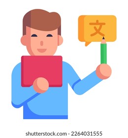 Operación de traducción con un icono plano para uso premium 
