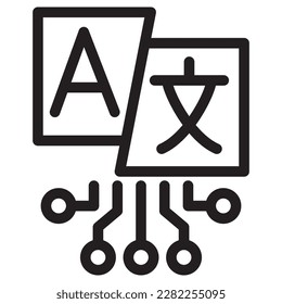 Translation plus AI line icon