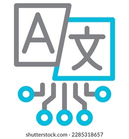 Translation plus AI line icon