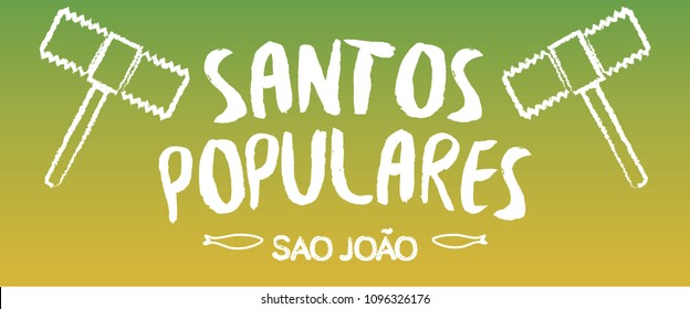 Translation: Popular Saints. Portugal traditional Festivities banner poster in green gradient version