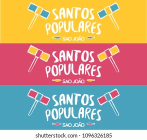 Translation: Popular Saints. Portugal traditional Festivities colorful banner poster