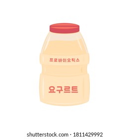 Translation: "Probiotic" and "Yogurt" in Korean Drink, Yogurt Drink, Probiotic Drink, Yogurt Bottle, Korean Yogurt Drink Vector Illustration Background Vector Illustration Background