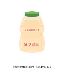 Translation: "Probiotic" and "Yogurt" in Korean Drink, 요구르트 Vector Illustration Background