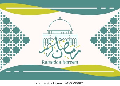 Translation: Ramadan Kareem islamic design with arabic pattern vector illustration. Suitable for greeting card, poster and banner.
