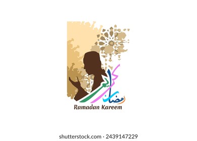 Translation: Ramadan Kareem islamic design with arabic pattern vector illustration. Suitable for greeting card, poster and banner.