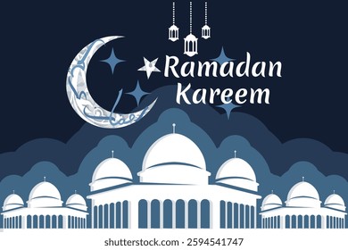 Translation: Ramadan Kareem islamic design with arabic pattern vector illustration. Suitable for greeting card, poster and banner.