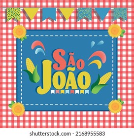 Translation: Saint John Sao Joao party  vector. Festa Junina background illustration.