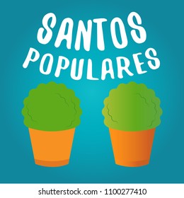 Translation: Santos Populares. Manejrico basil Plant decorations. Portugal local festivities. Flat design and gradient style