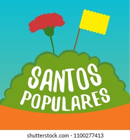 Translation: Santos Populares. Manejrico basil Plant decorations. Portugal local festivities. 