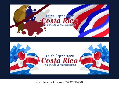 Translation: September 15, Costa Rica, Happy Independence day. Happy Independence Day of Costa Rica vector illustration. Suitable for greeting card, poster and banner.