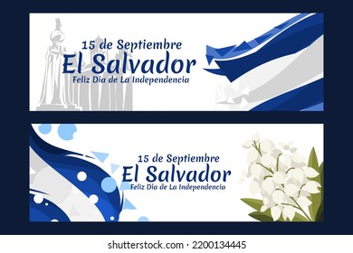 Traducción: 15 de septiembre, El Salvador, Feliz Día de la Independencia. Feliz Día de la Independencia de El Salvador, ilustración vectorial. Adecuado para tarjetas de felicitación, afiches y banner.