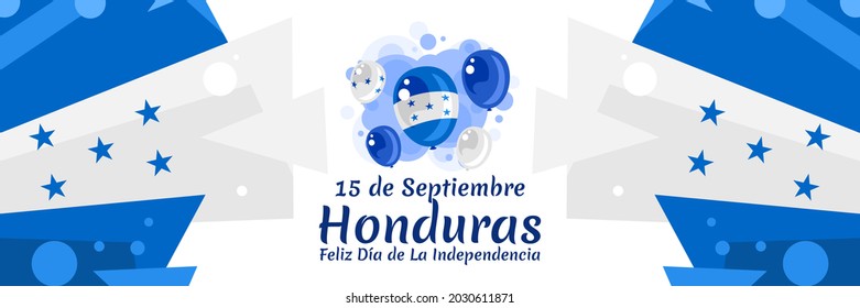 Translation: September 15, Honduras, Happy Independence day. Happy Independence Day of Honduras vector illustration. Suitable for greeting card, poster and banner.