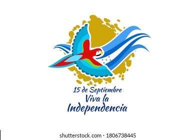 Translation: September 15, Long live the Independence! Happy Independence Day of Honduras flag vector illustration. Suitable for greeting card, poster and banner.