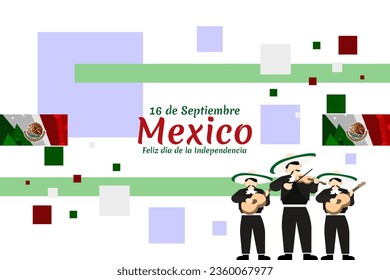 Translation: September 16, Independence day of Mexico. The national holiday of Mexico Vector illustration. Suitable for greeting card, poster and banner.