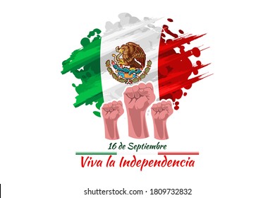 Translation: September 16, Long live the Independence! Happy Independence day of Mexico. the national holiday of Mexico Vector illustration. Suitable for greeting card, poster and banner.