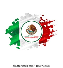 Translation: September 16, Long live the Independence! Happy Independence day of Mexico. the national holiday of Mexico Vector illustration. Suitable for greeting card, poster and banner.