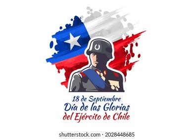 Traducción: 19 de septiembre, Día de las Glorias del Ejército Chileno. Ilustración vectorial. Adecuado para tarjetas de felicitación, afiches y banner.