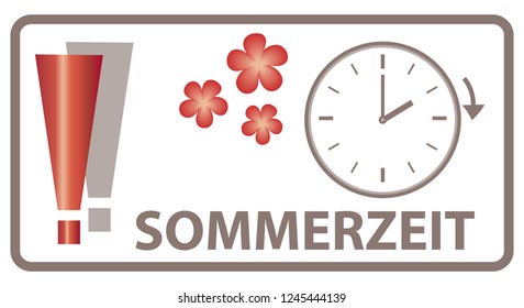 Translation: Sommerzeit = Summertime  / Concept: Daylight Saving Time European Union Poll  - German Language - Deutsche Sprache / Web Banner