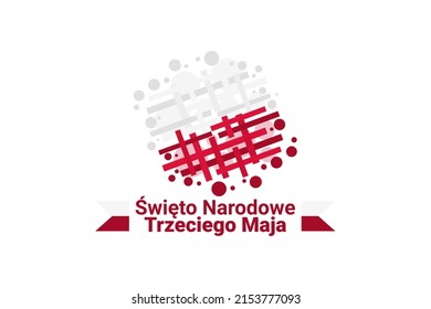 Translation: Third May National Day. Happy National Day of Poland vector illustration. Suitable for greeting card, poster and banner.