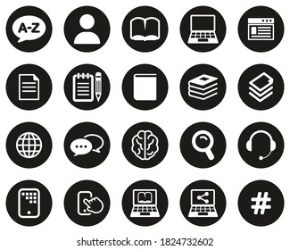 Translation Or Translator Icons White On Black Flat Design Circle Set Big