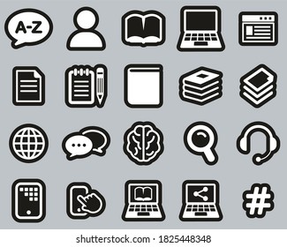 Translation Or Translator Icons White On Black Sticker Set Big