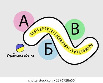 Translation: " Ukrainian Alphabet . А, B, V, H, G, D, E, YE, ZH, Z, Y, I, YI , Y, K, L, M, N, O, P, R, S, T, U, F, KH, TS, CH, SH, SHCH, -, YU, YA " Education for children. Kindergarten poster.