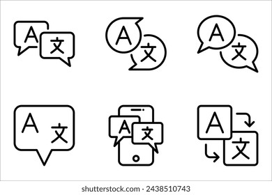 translation vector icon set, translation icon in speech bubble icon vector illustration on white background