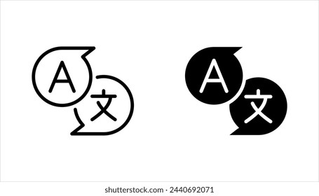translation vector icon set, translation icon in speech bubble icon vector illustration on white background