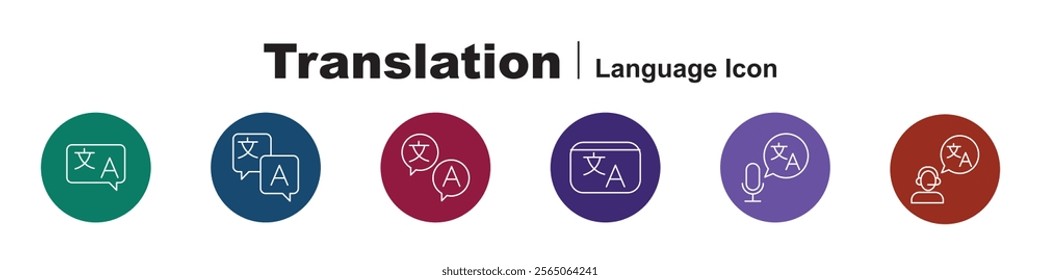 Translation Vectors single single stroke icon sets with color background