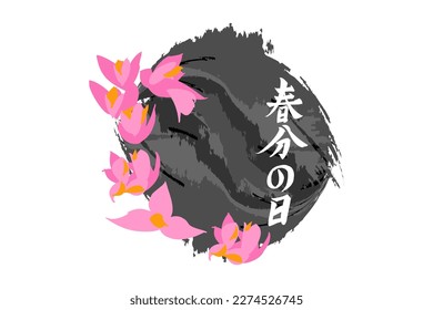 Translation: Vernal Equinox Day. Happy Vernal Equinox Day (Shunbun no Hi) vector illustration. 