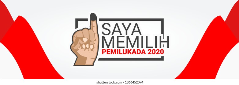 Translation:I'm Voting,  2020 Simultaneous local elections. Electing regents, mayors and governors in several regions in Indonesia vector illustration. 