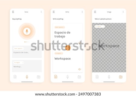 Translator app interface concept vector design in eps 10