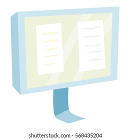 Translator app on the computer screen icon. Cartoon illustration of translator app on the computer screen vector icon for web