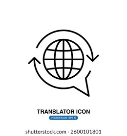 Translator black and white flat vector icon and symbol design