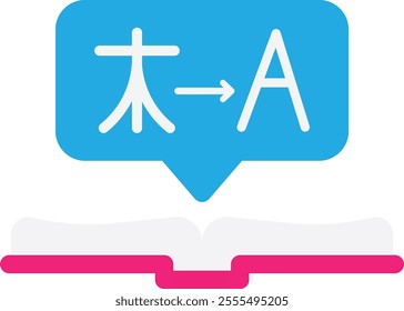 Translator Book Language Icon Vector Flat Illustration