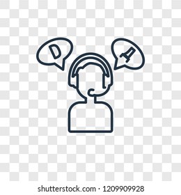 Translator concept vector linear icon isolated on transparent background, Translator concept transparency concept in outline style