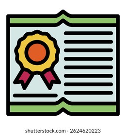 Translator diploma icon. Outline translator diploma vector icon color flat isolated