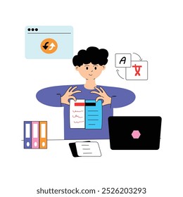 Ilustración plana del traductor, listo para usar Vector