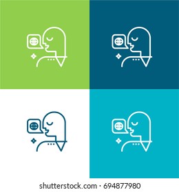 Translator green and blue material color minimal icon or logo design