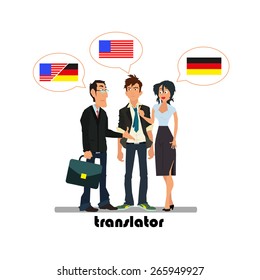 translator helps people communicate. profession - translator. vector illustration.