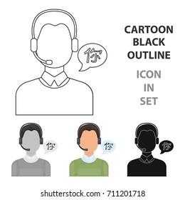 Translator icon in cartoon style isolated on white background. Interpreter and translator symbol stock vector illustration.