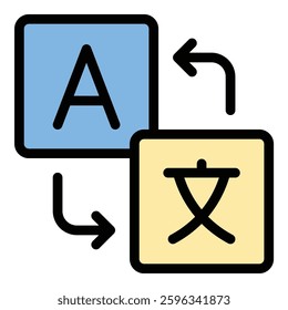 Translator icon in flat line style representing language translation communication and global interaction ideal for education multicultural and travel concepts.