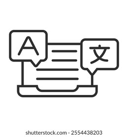Translator icon, Language learning symbol outline icon, editable vector illustration and transparent graphic element. Isolated on white background