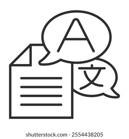 Translator icon, Language learning symbol outline icon, editable vector illustration and transparent graphic element. Isolated on white background