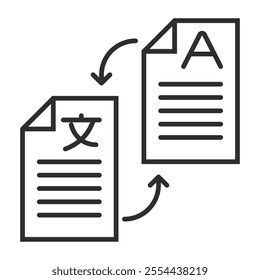 Translator icon, Language learning symbol outline icon, editable vector illustration and transparent graphic element. Isolated on white background
