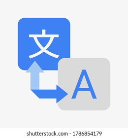 Translator icon, logo. Two squares and arrow. Translate symbol isolated on white background. Language translation icon vector. 