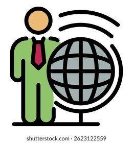 Translator icon. Outline translator vector icon color flat isolated