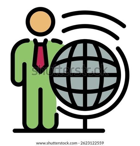 Translator icon. Outline translator vector icon color flat isolated