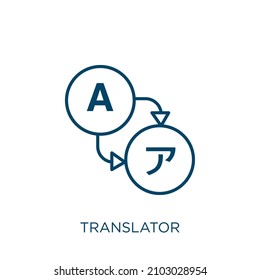 translator icon. Thin linear translator outline icon isolated on white background. Line vector translator sign, symbol for web and mobile