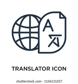 Translator icon vector isolated on white background, Translator transparent sign , thin pictogram or outline symbol design in linear style